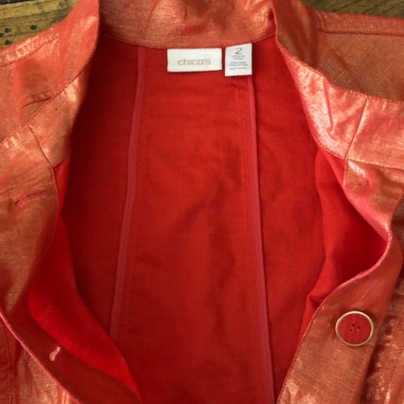 Women's Chico's Orange Iridescent Jacket - Chico's Size 2  (L/XL) - Picture 2 of 16